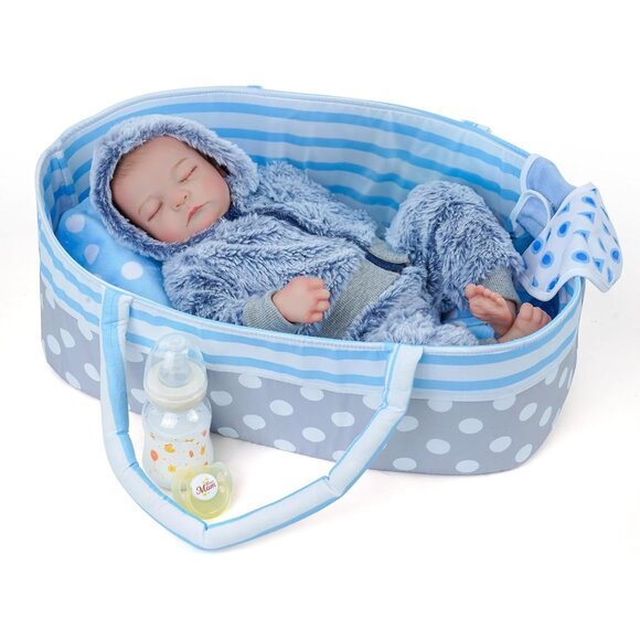 20inch Full Body Vinyl Newborn Baby Dolls Poseable Limbs Leo with bassinet Boy - Picture 2 of 7